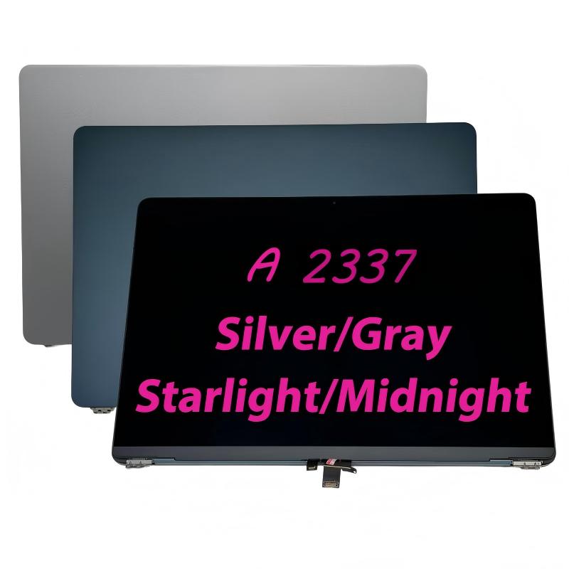 Replacement All-LCD Display for MacBook Air 13-inch 2020 M1 Screen A2337, available in Silver, Starlight, Cosmic Gray, and Midnight.